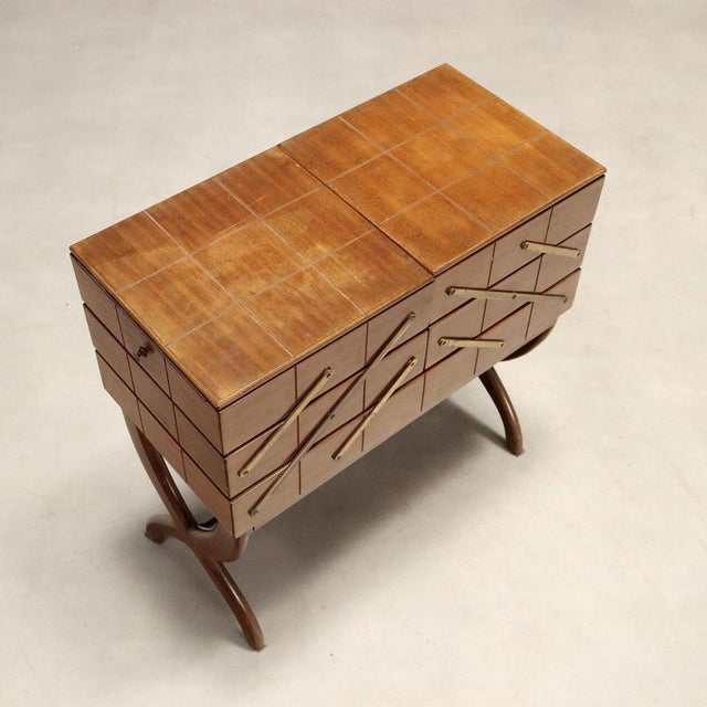 Brown Vintage Italian Sewing Box, 1950s For Sale - Image 8 of 10