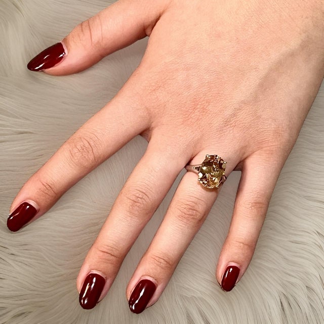White Natural Citrine Ring 6.5 14k W Gold 6.48 Cts Certified For Sale - Image 8 of 15