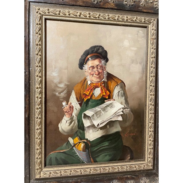 Up for sale is a high quality antique original figural oil painting by Franz Kerber. It's painted with a realistic...