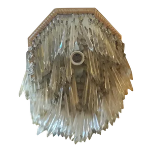 19thc French Napoleon Cut Crystal Tiered Gilt Bronze Flush Mount Fixture