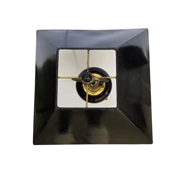 1991 Frederick Cooper "Modern Noir" Table Lamp - Fractured Enamel & Polished Brass For Sale - Image 11 of 17