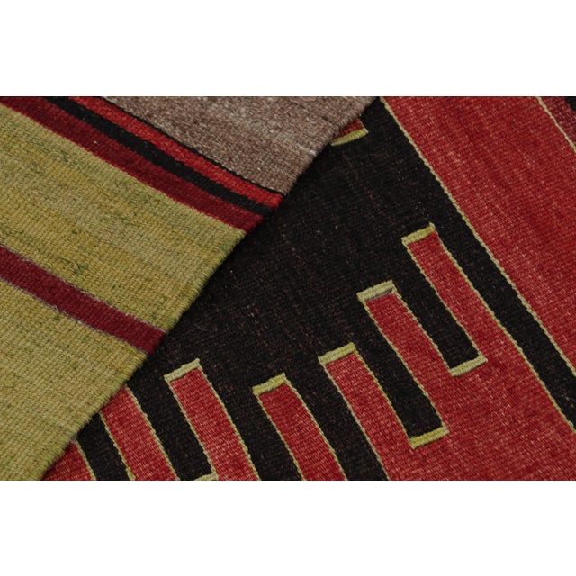 Vintage Mid-Century Sivas Red and Brown Wool Kilim Rug With Mint, Pink, and Blue Accents For Sale - Image 10 of 10