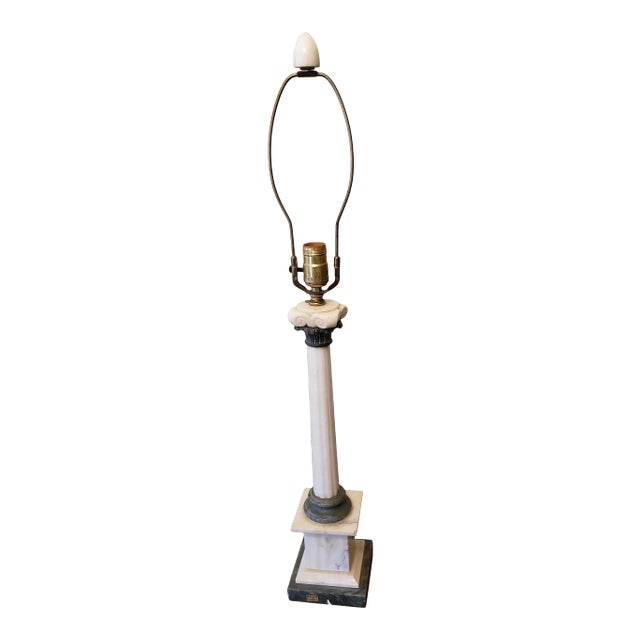 Italian Vintage Carrara Marble Table Lamp For Sale