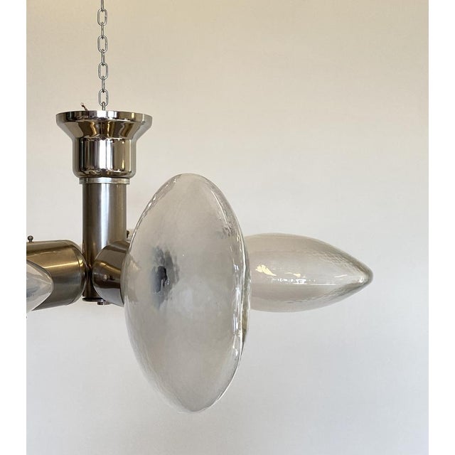 Space Age Ceiling Light in Steel and Glass, 1970s For Sale - Image 10 of 16