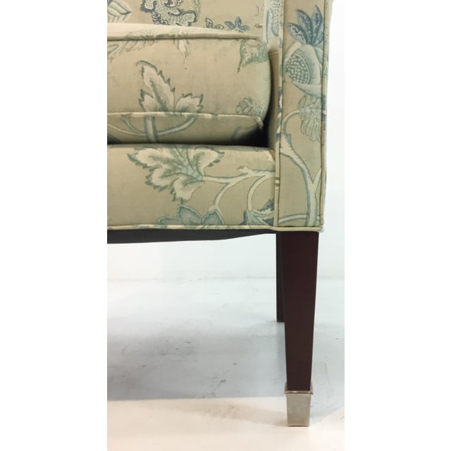Hickory Chair Traditional Blue and Green Floral Print Chair and Ottoman