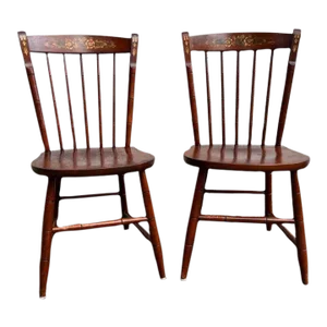 Late 20th Century Pair of Hitchcock Dining Chairs Signed Hitchcock