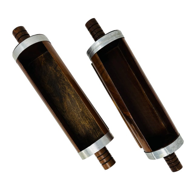 Wood Vintage Tabletop Rolling Pin Planters or Spice Racks - a Pair For Sale - Image 7 of 13