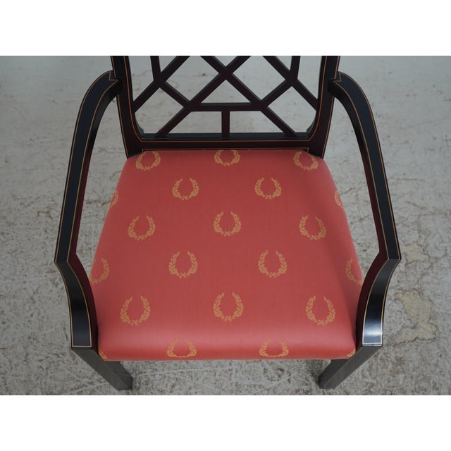 Pair of Kindel Black & Gold Chinese Chippendale Armchairs For Sale - Image 10 of 18