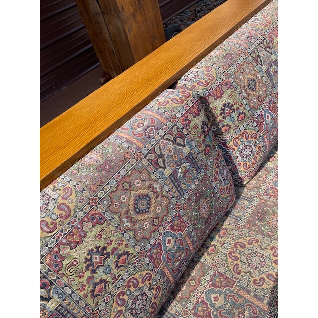 Stickley Mission Oak Prairie Couch With Blue/Wine Geometric Upholstery For Sale - Image 15 of 18