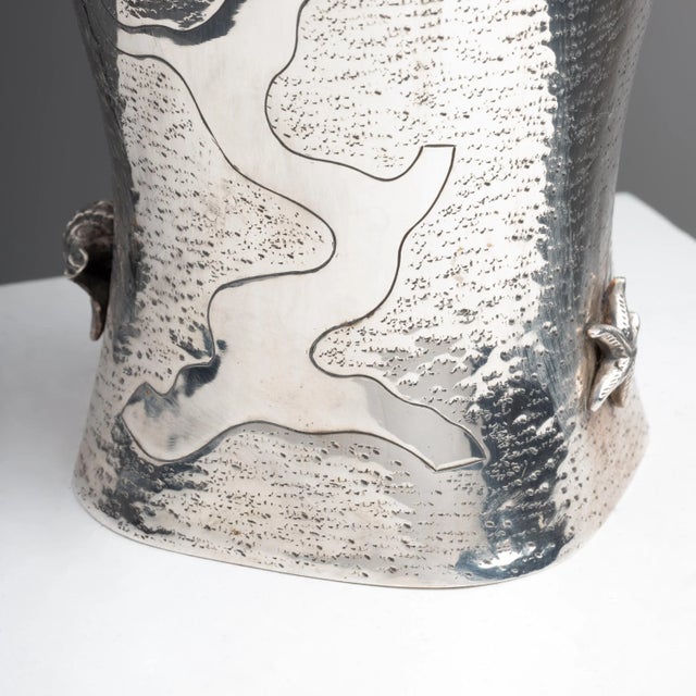 Italian Silver Vase with Shell Motifs, 1940s For Sale - Image 3 of 5