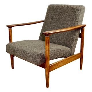 GFM-142 Armchair in Brown-Chocolate Thick Boucle by Edmund Homa, 1970 For Sale