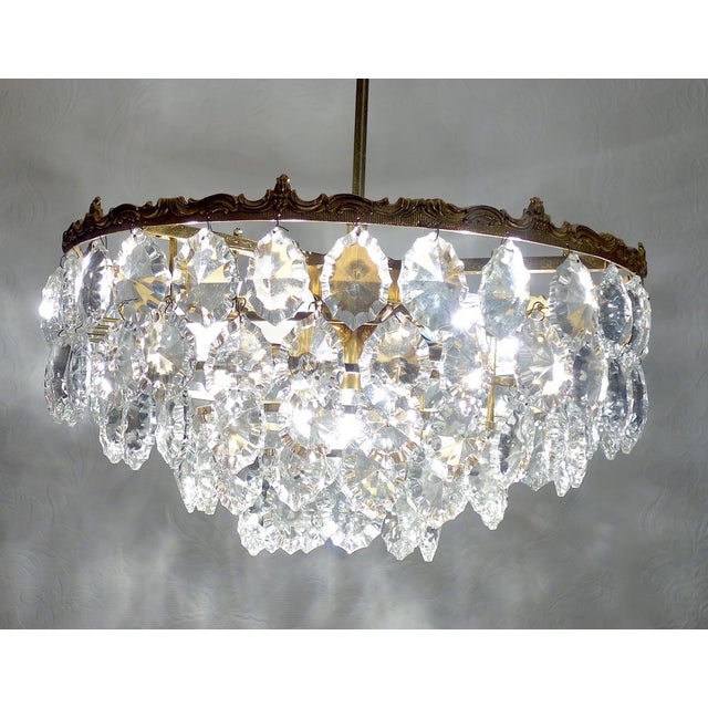 Brass and Lead Crystal Chandelier from Schröder and Co., 1960s For Sale - Image 12 of 15