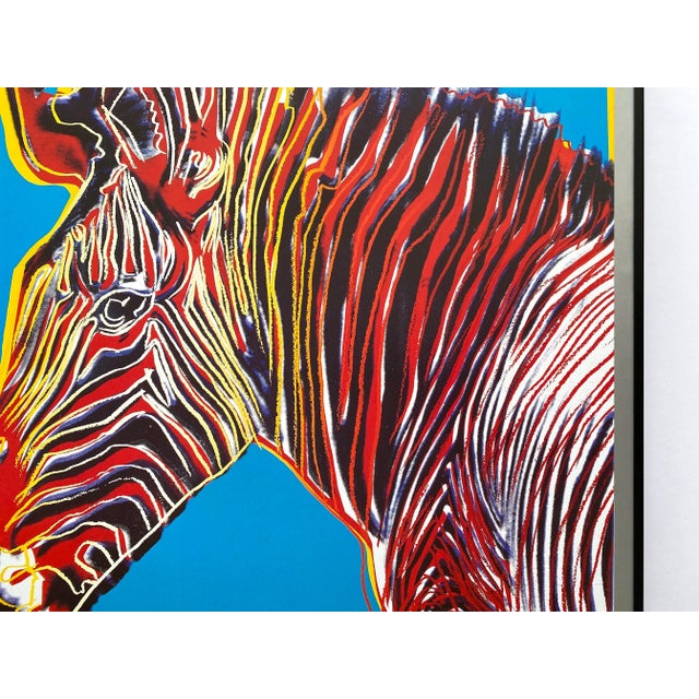 Andy Warhol Foundation Vintage 1999 Lithograph Print Framed Pop Art Poster " Endangered Species : Grevy's Zebra " 1983 For Sale - Image 9 of 12