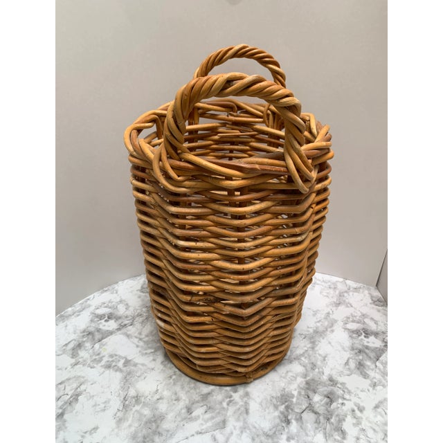 Tall rustic solid wood woven decor or storage basket for indoor and outdoor storage or decor. Love these as waste baskets,...