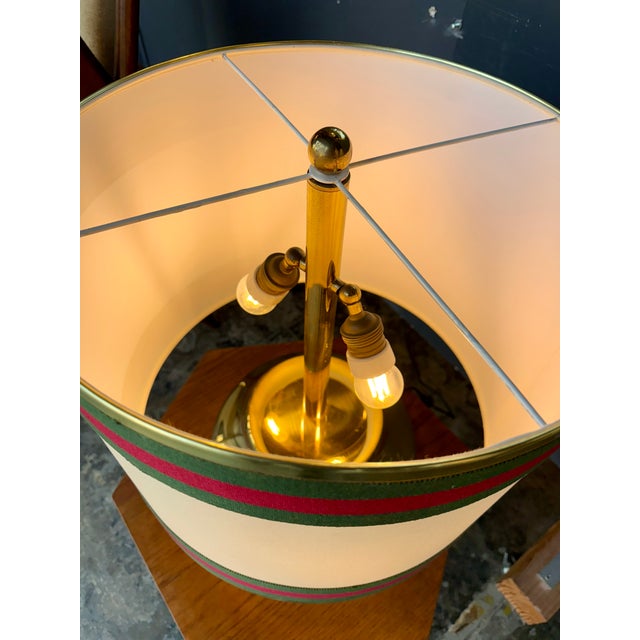 Italian Italian Brass Table Lamp With Canvas Shade. 1970s For Sale - Image 3 of 10