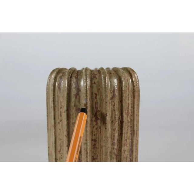 Ceramic Danish Art Deco Fluted Stoneware Vase with Brown Speckled Glaze by Arne Bang, 1930s For Sale - Image 7 of 9