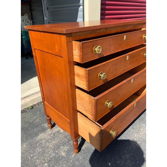 Wood Early 19th Century Sheraton Cherry Chest For Sale - Image 7 of 16