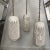 Vintage Beautifully pierced ceramic blanc de chine ceiling fixture with three cylindrical pendants. Porcelain fretwork...