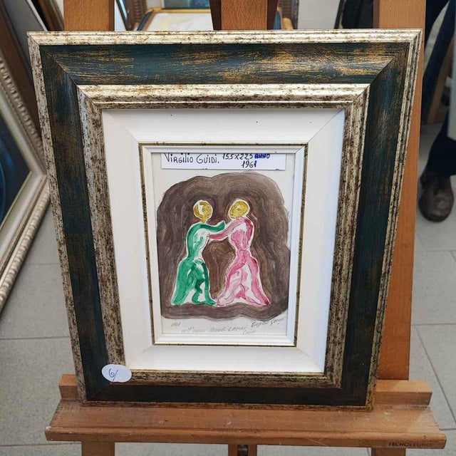 Virgilio Guidi, Figures, Oil on Canvas, Framed For Sale - Image 11 of 11