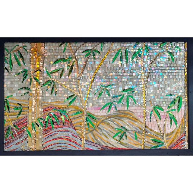 Contemporary 1990s Contemporary Handcrafted Polychrome Glass Mosaic Landscape Tryptich Sculptural Wall Art - 3 Piece Set For Sale - Image 3 of 12