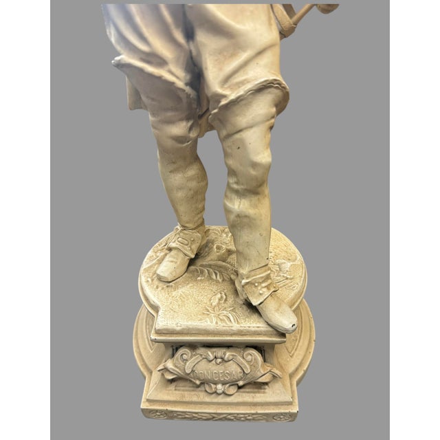 Metal Pair of Antique Cast Metal Spelter Figural Statues Don Juan & Don Cesar For Sale - Image 7 of 12