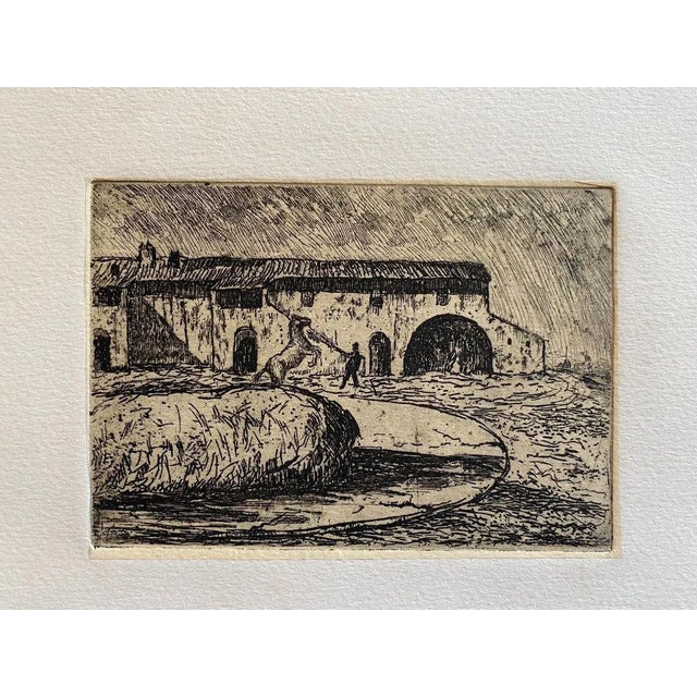 Il Fattore is an original etching realized after a 1925 plate by Giuseppe Viviani. Printed in 1983 The state of...