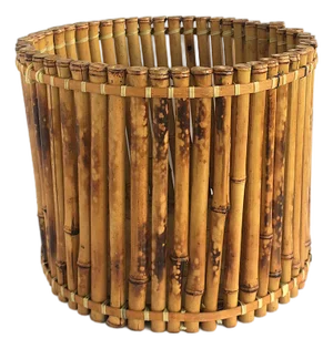 Wicker Bamboo Planter Pot Holder Cachepot, 2 Avail, Circa Mid-Late 20th Century