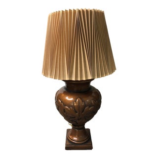 Vintage Mid-Century Tall Large Brown Ceramic Lamp For Sale