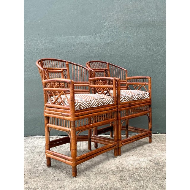 Vintage Brighton Pavillion Rattan Chairs in Alan Campbell “Zigzag” for Quadrille For Sale - Image 4 of 12