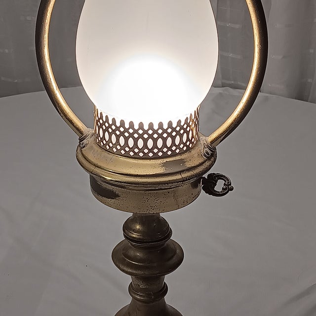 Mid 20th Century Traditional Brass Torchiere Table Lamp For Sale - Image 9 of 15