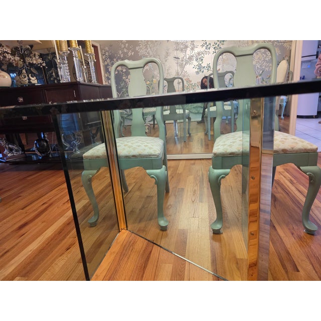 1970's Leon Rosen Pace Collection Glass & Brass Dining Table For Sale - Image 17 of 18