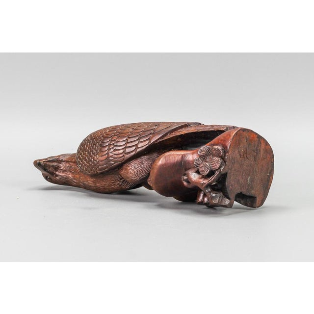 Art Deco Carved Wooden Eagle Sculpture with Glass Eyes, 1960s For Sale - Image 15 of 18