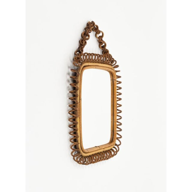 Mid-Century Modern Squared Wall Mirror in Rattan and Bamboo by Franco Albini, 1960s For Sale - Image 6 of 10