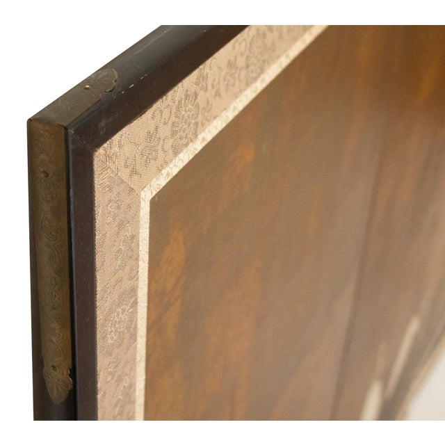 1960s Shōwa Era Japanese Byobu Screen "Big Old Tree and Egrets" For Sale - Image 15 of 18