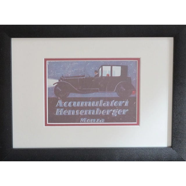 Mid-Century Modern Framed Vintage Italian Automobile Advertisement For Sale - Image 3 of 3