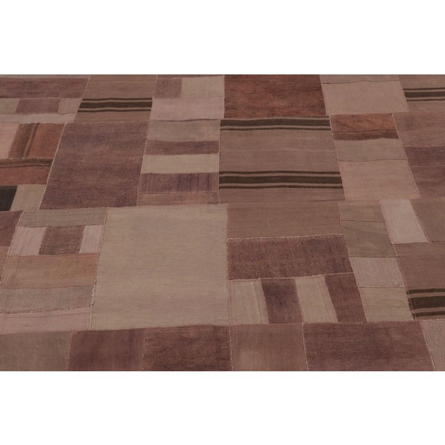 Rug & Kilim Vintage Turkish Patchwork Rug in Soft Brown and Beige Tones - Rug & Kilim For Sale - Image 4 of 10
