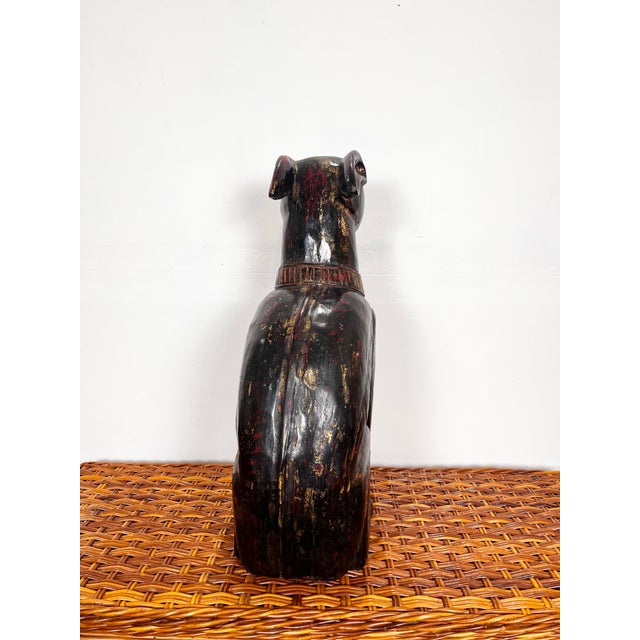 Vintage Carved Wooden Dog Statue For Sale - Image 11 of 12