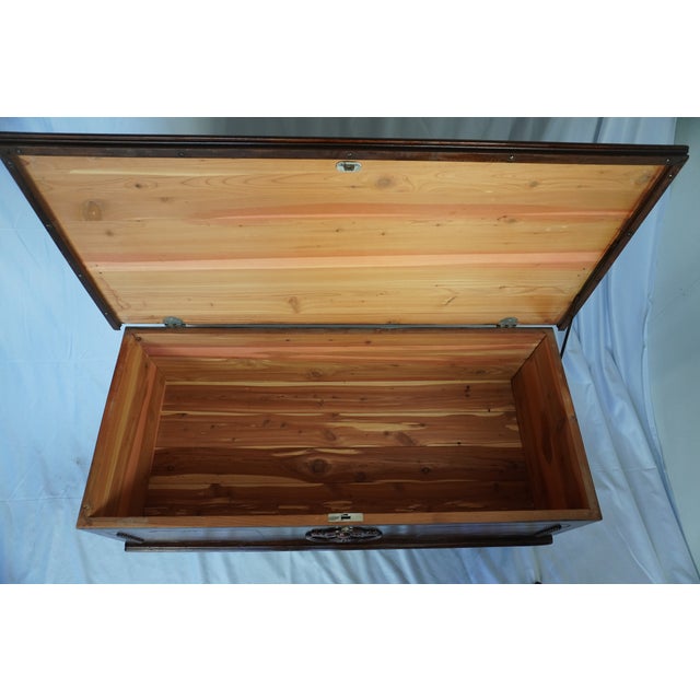 Chestnut Vintage Cedar Lined Hope Chest | Solid Cedar Blanket Chest | Storage Trunk For Sale - Image 8 of 10