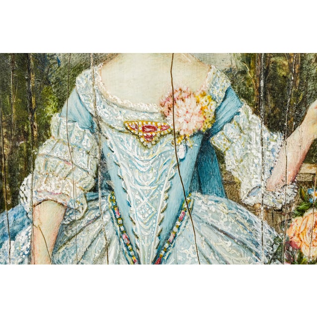Early 19th Century Early 19th Century Charming French Neoclassical Antique Portrait Miniature Painting Woman Blue Dress Luxury Home Decor For Sale - Image 5 of 16