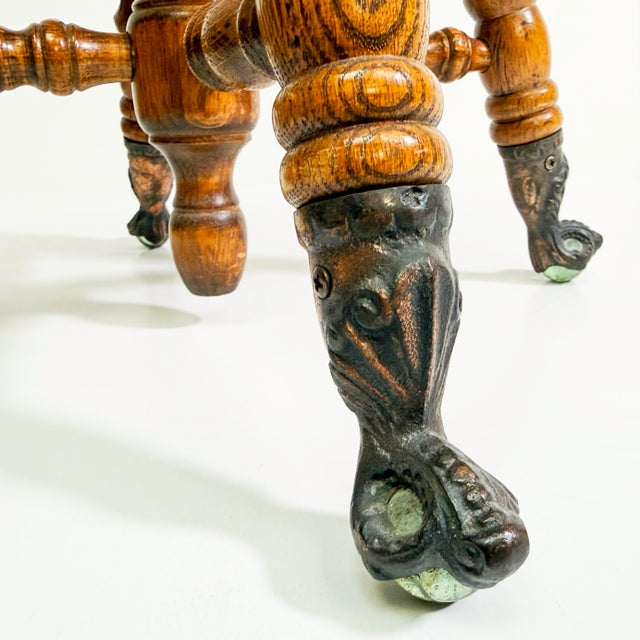 Victorian Adjustable Piano Stool - Made in America For Sale - Image 4 of 4