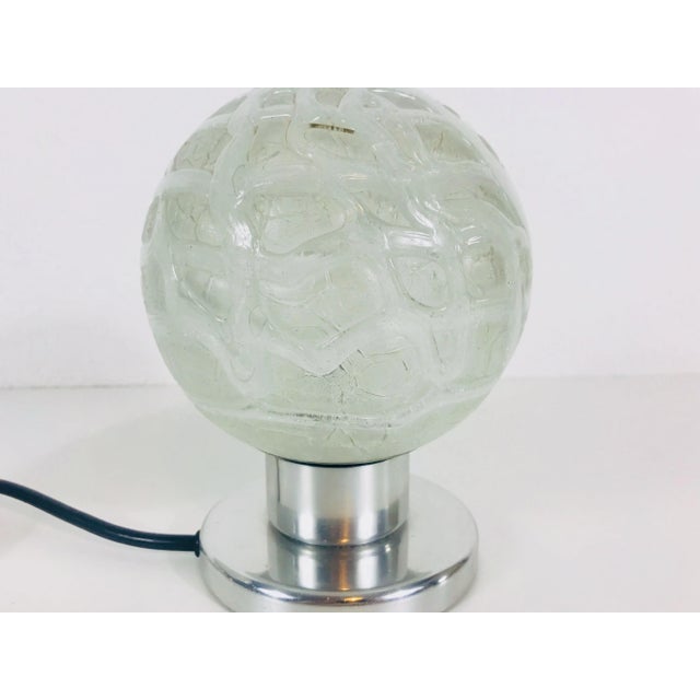 Silver Ice Glass and Chrome Table Lamps by Doria Leuchten Germany, 1970s, Set of 2 For Sale - Image 8 of 9
