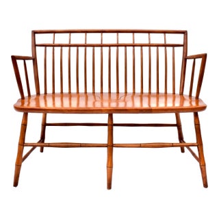 Vintage Birdcage Windsor Bench Settee For Sale