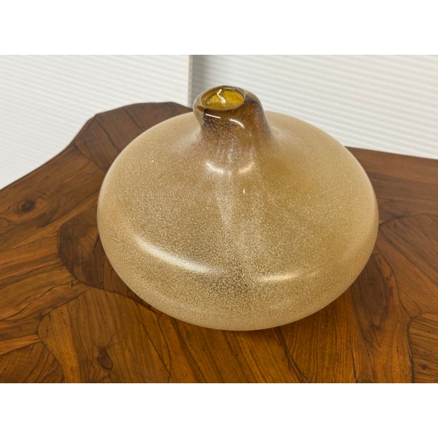 Glass Amber Mottled Scavo-Style Art Glass For Sale - Image 7 of 12