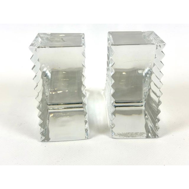 Mid-Century Crystal Glass Bookends, 1970s, Set of 2 For Sale - Image 4 of 10
