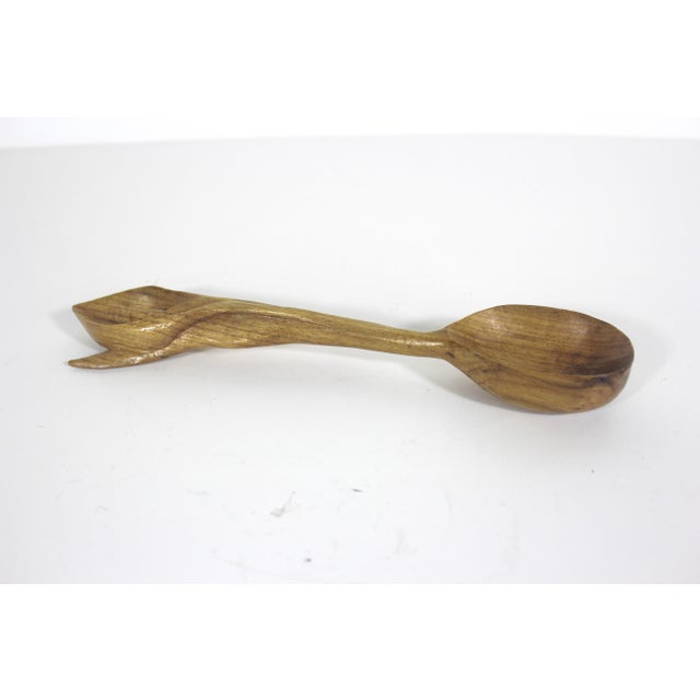 Brown Early 20th Century Hand Carved Wood Spoon Folk Art Treen Welsh Love Spoon Calla Lily For Sale - Image 8 of 9