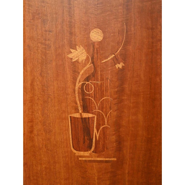 Brown Scandinavian Bar Cabinet with Inlays, 1940s For Sale - Image 8 of 16