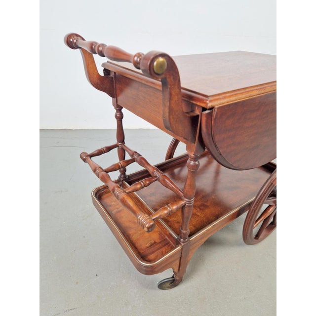 Vintage French Folding Spindle Bar Cart in Wood, 1960s For Sale - Image 14 of 15