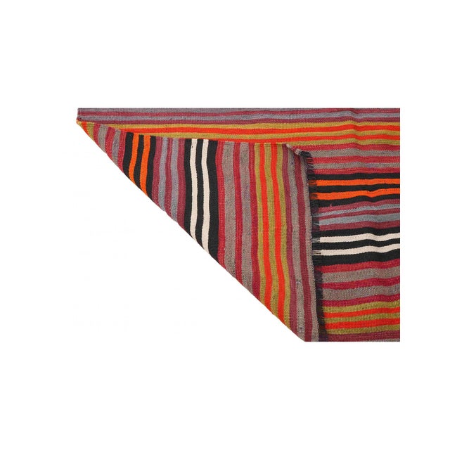1960s Vintage Striped Turkish Kilim Rug - 5`4" X 13`7" For Sale - Image 5 of 6