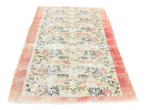 1970s Turkish Red Floral Rug