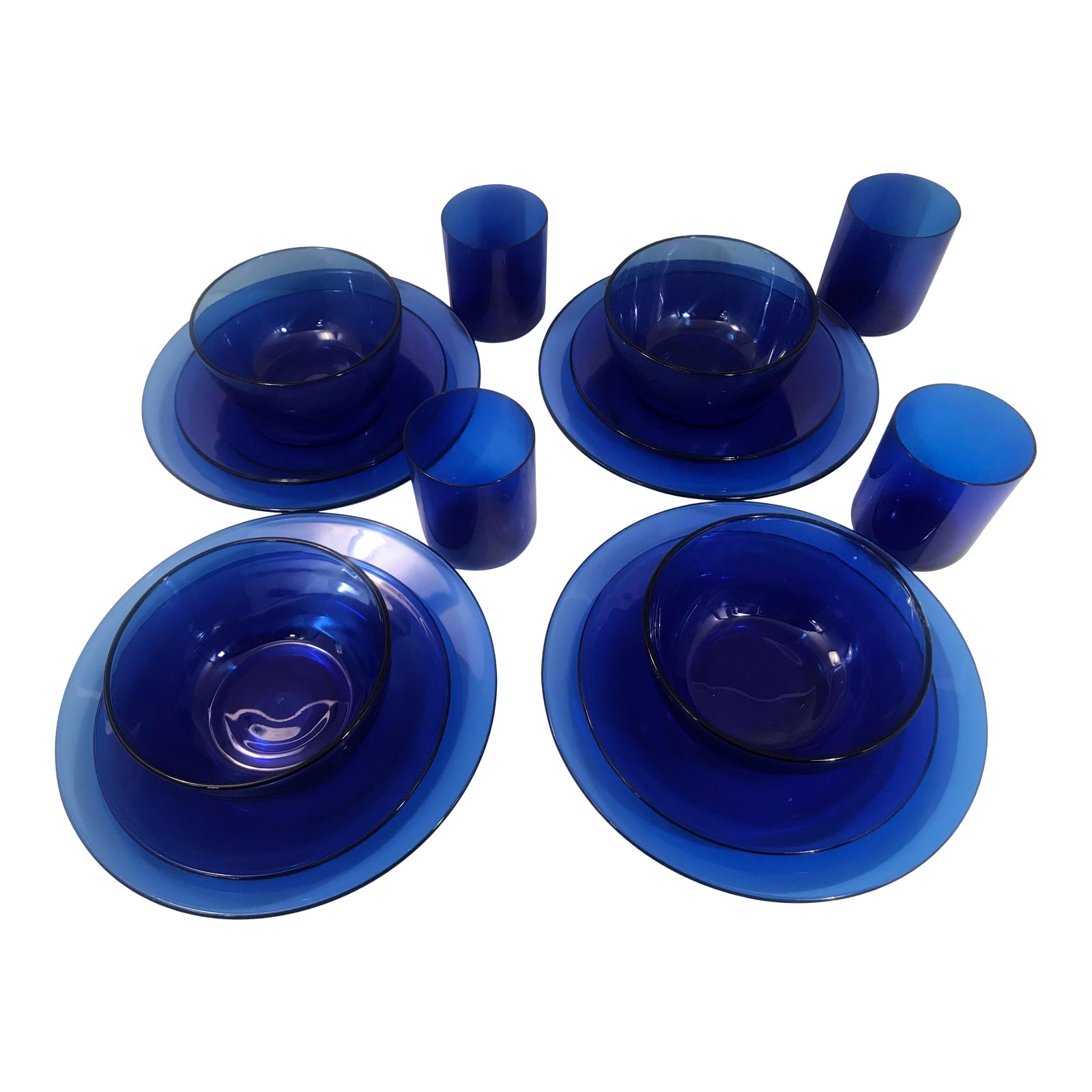 Vintage Anchor Hocking Cobalt Blue Dinnerware Set 16 Piece Set Chairish